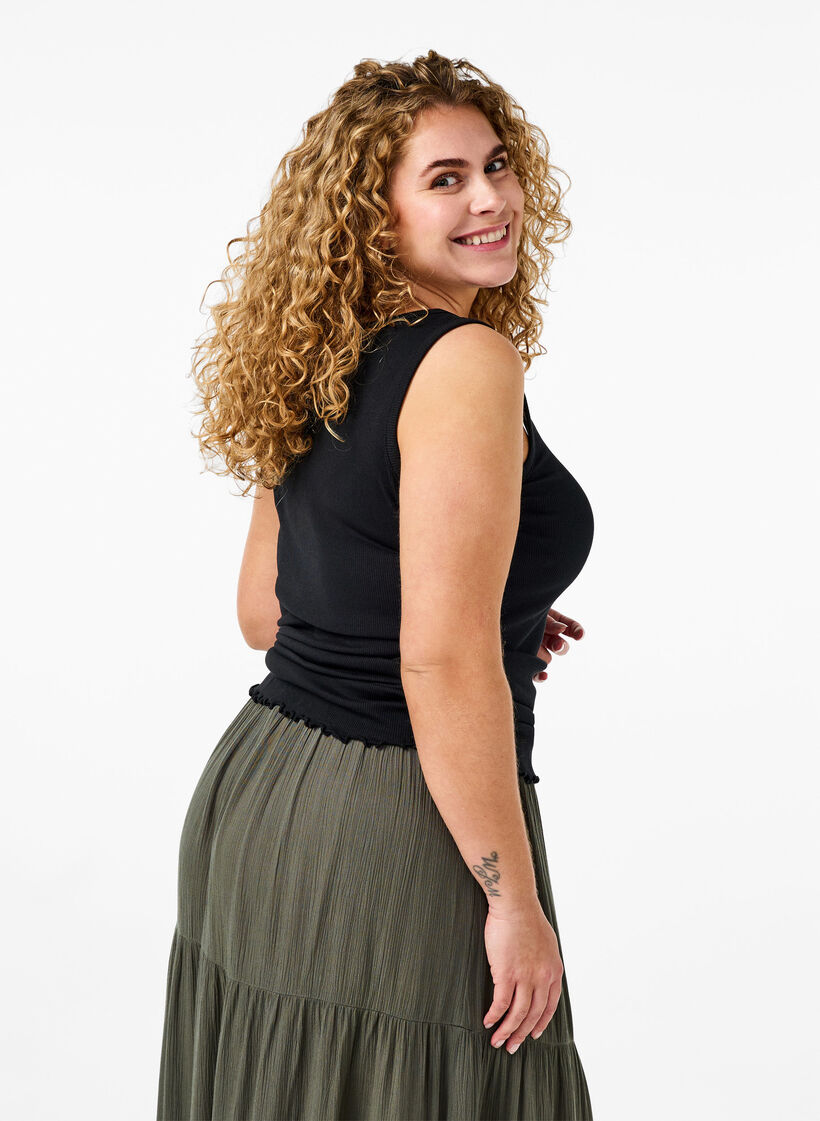 Ribattu toppi napeilla, Black, Model image number 0