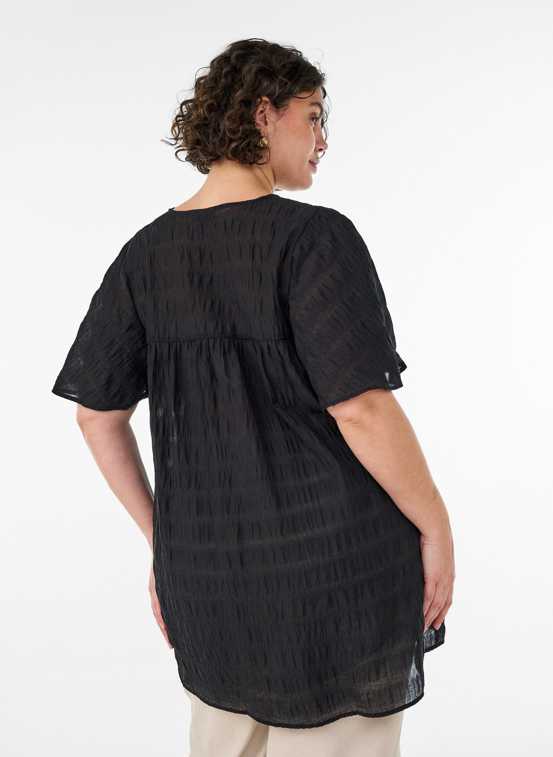 ZizziLyocell-tunika lepakkohihoilla, Musta, Model image number 2