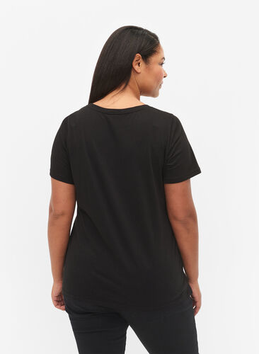 Puuvillainen t-paita painatuksella, Black LOS ANGELES, Model image number 1