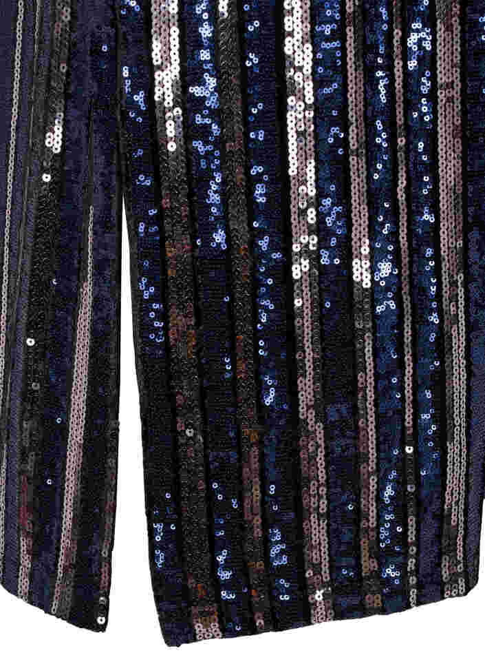 Lyhythihainen paljettimekko halkiolla, Evening Blue Stripe , Packshot image number 3