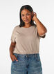 Raidallinen T-paita viskoosista py&ouml;re&auml;ll&auml; p&auml;&auml;ntiell&auml;, Beige, Model image number 0