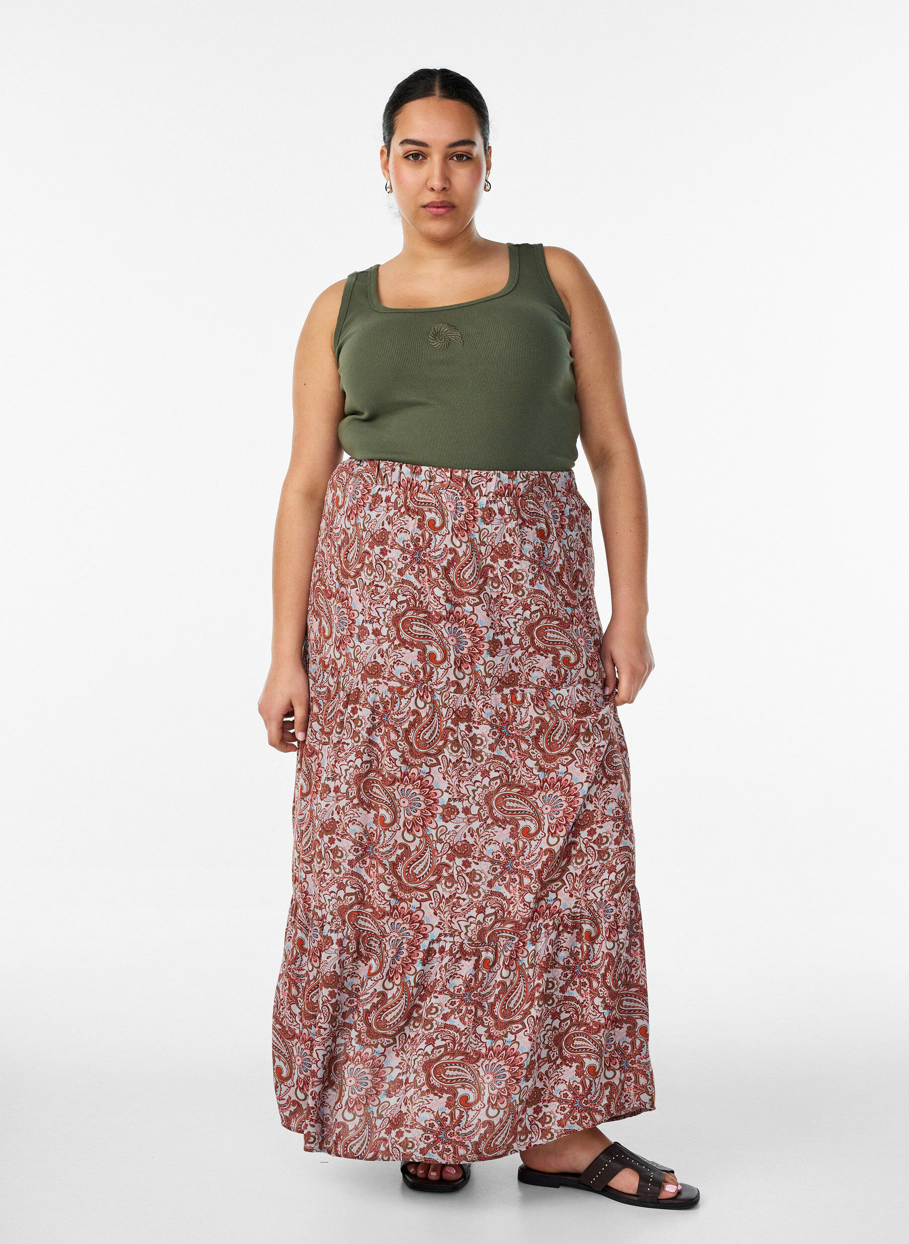 ZizziTyk&ouml;istuva kuvioitu yl&auml;osa, Vihre&auml;, Model image number 1