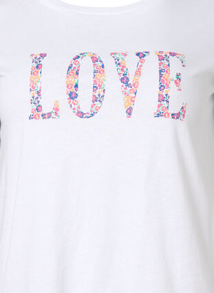 Puuvillainen t-paita pyöreällä pääntiellä ja painatuksella, Bright White W. Love, Packshot image number 2