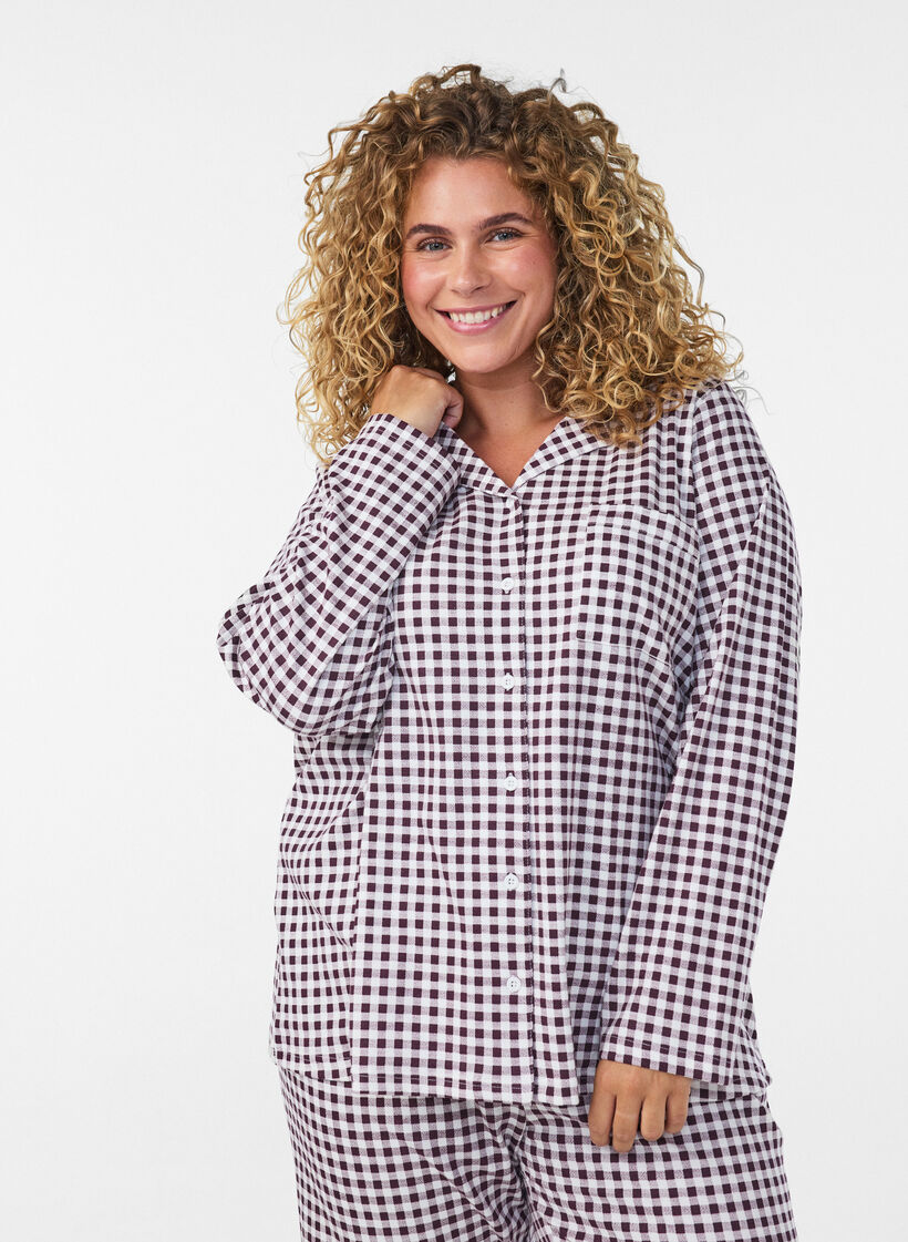 Puuvillainen pyjamapaita rintataskulla, Punainen, Model image number 0