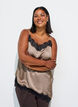 Olkaimeton toppi pitsill&auml; ja ep&auml;symmetrisell&auml; helmalla, Beige, Model image number 4