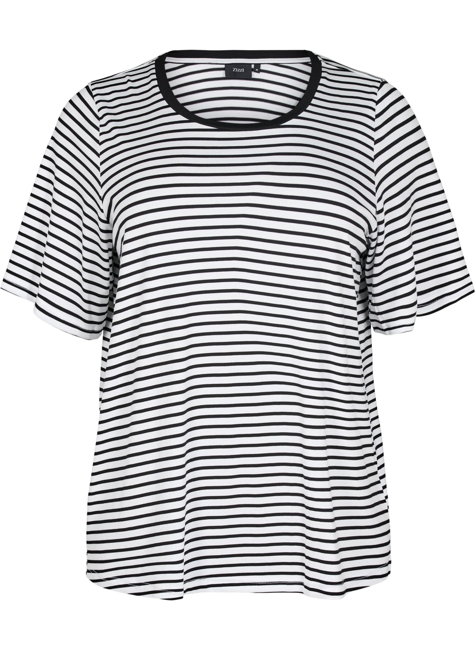 ZizziT-paita, jossa TENCEL&trade; Lyocell -kuitua ja raitakuosi, Valkoinen, Packshot image number 0