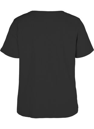 Puuvillainen t-paita ribbauksella, Black, Packshot image number 1
