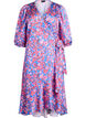 Kukkakuvioinen kietaisumekko 3/4-hihoilla, Sininen, Packshot image number 0