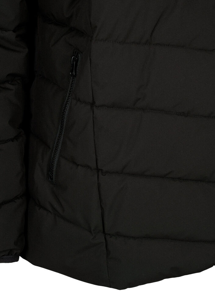Lyhyt toppatakki hupulla, Musta, Packshot image number 3