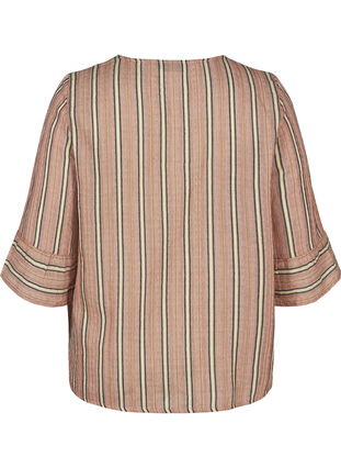 Raidallinen pusero 3/4 hihoilla ja smock- rypytyksellä, Rose Smoke stripe, Packshot image number 1