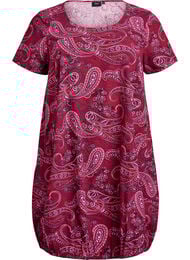 Lyhythihainen painokuvioitu puuvillamekko, Punainen