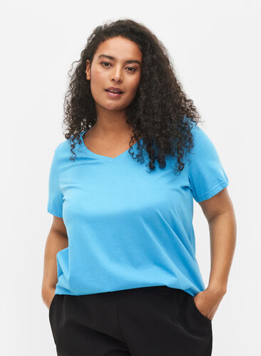 2 perus t-paitaa puuvillasta, Bonnie Blue/Black, Model image number 0