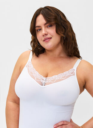 Shapewear-body nauhoilla, Bright White, Model image number 2