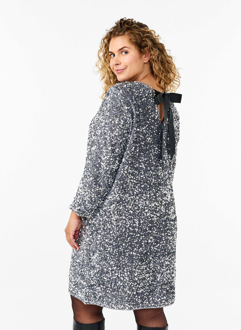 Paljettimekko rusettikoristeella, Silver, Model image number 1