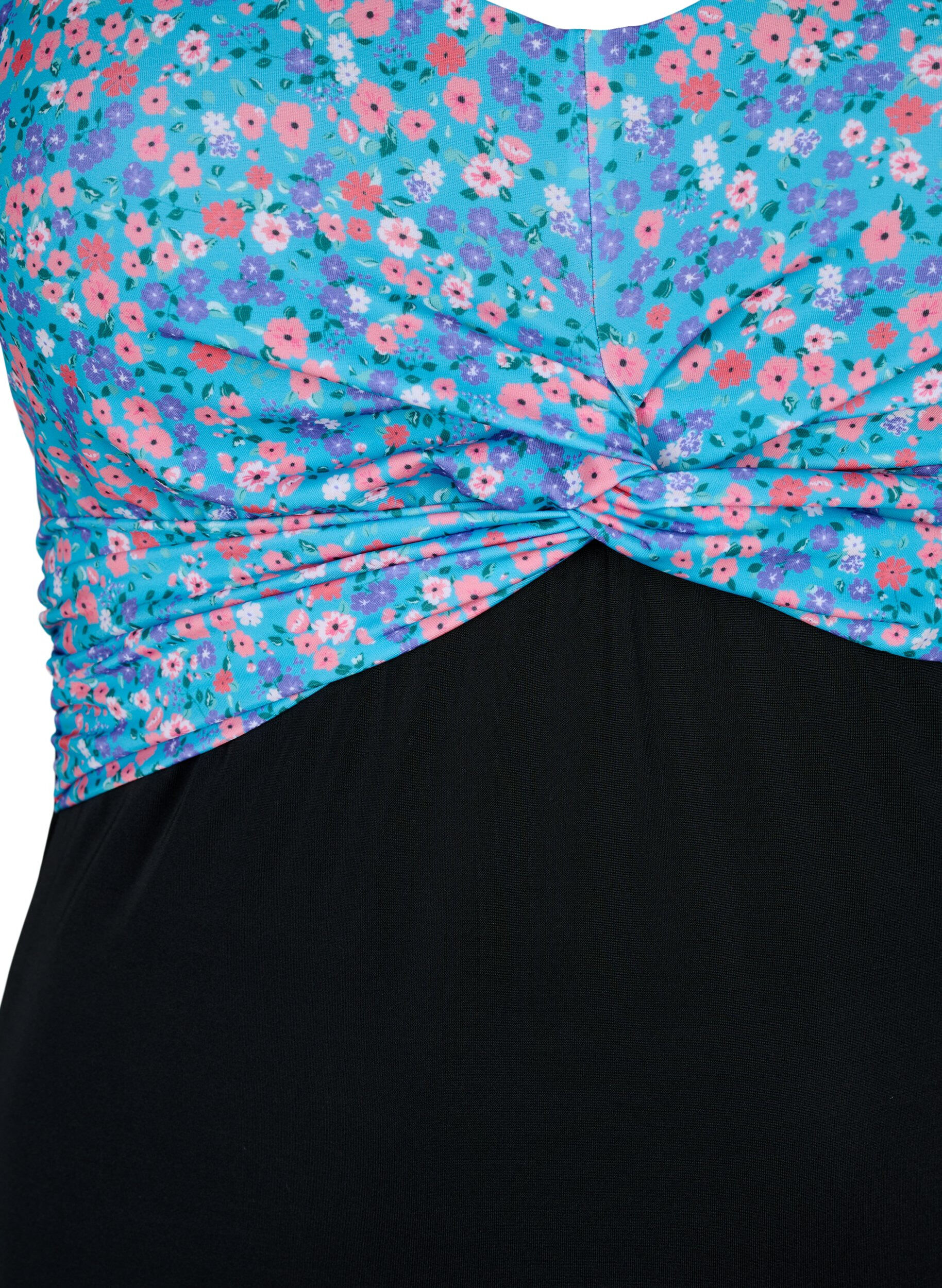 Zizzi Kaarituellinen uimapuku s&auml;&auml;dett&auml;vill&auml; olkaimilla, Black Ditsy Print, Packshot image number 2