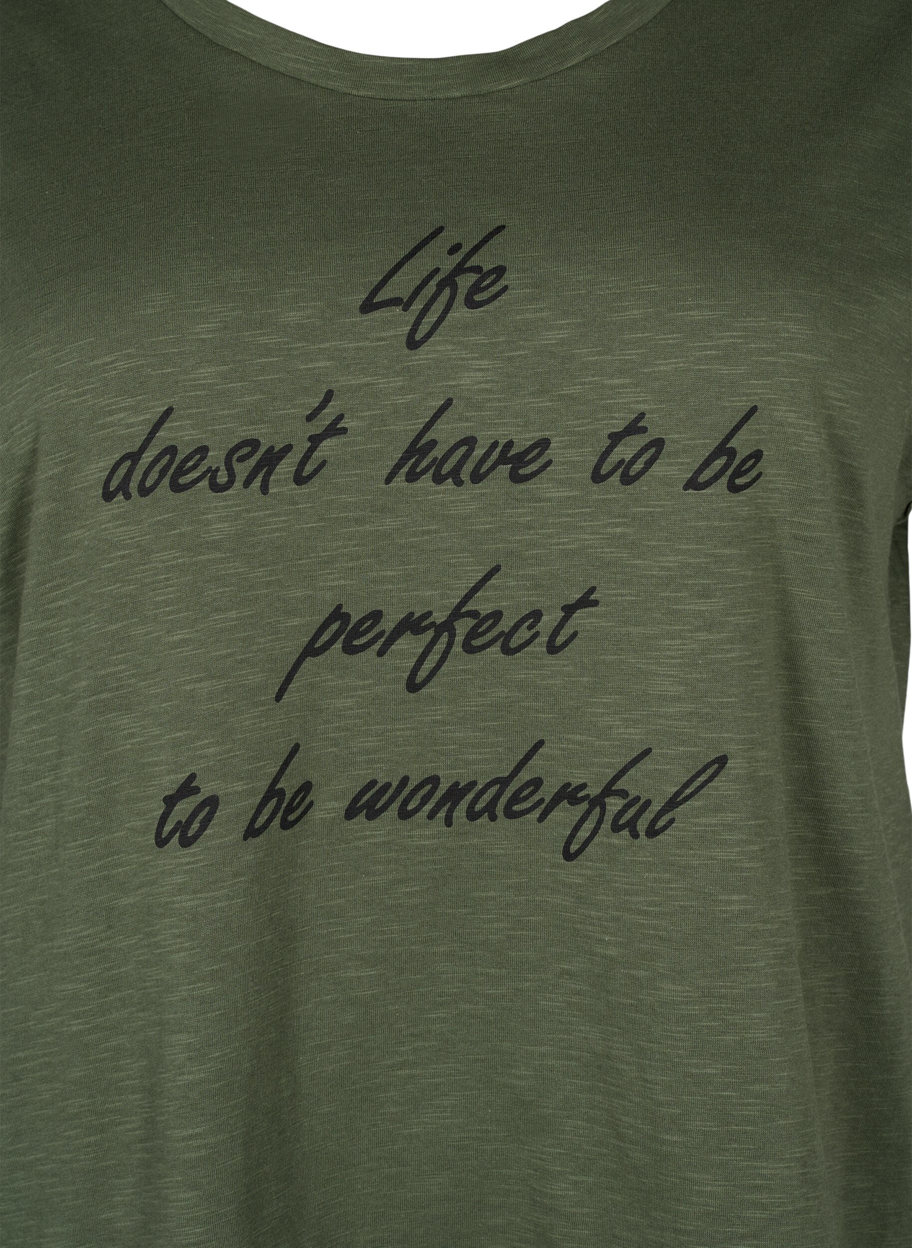 Zizzi Ekologisesta puuvillasta valmistettu t-paita painatuksella, Thyme w. Black Print, Packshot image number 2