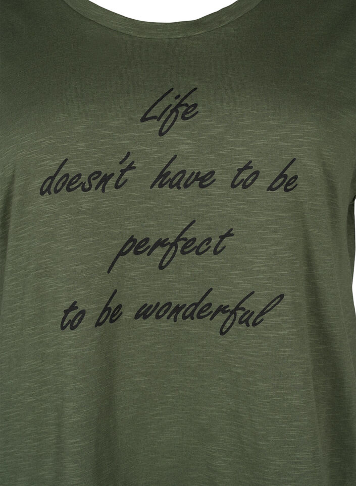 Ekologisesta puuvillasta valmistettu t-paita painatuksella, Thyme w. Black Print, Packshot image number 2