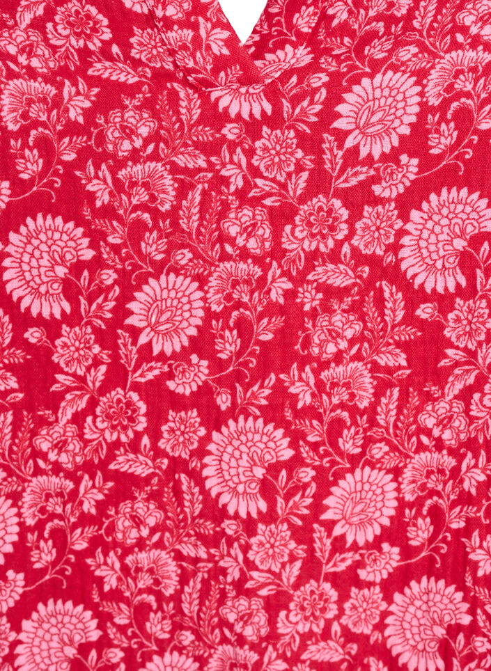 Lyhyt A-linjainen mekko puuvillamusliinista, Punainen, Packshot image number 2