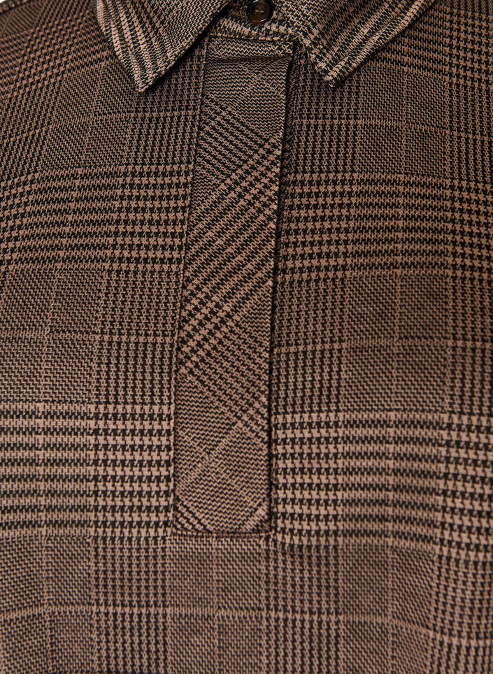 Lyhyt ruudullinen mekko paitakauluksella, Ruskea, Packshot image number 2