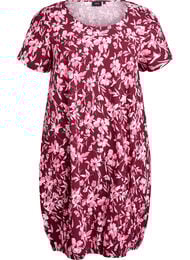 Lyhythihainen painokuvioitu puuvillamekko, Tumma Bordeaux