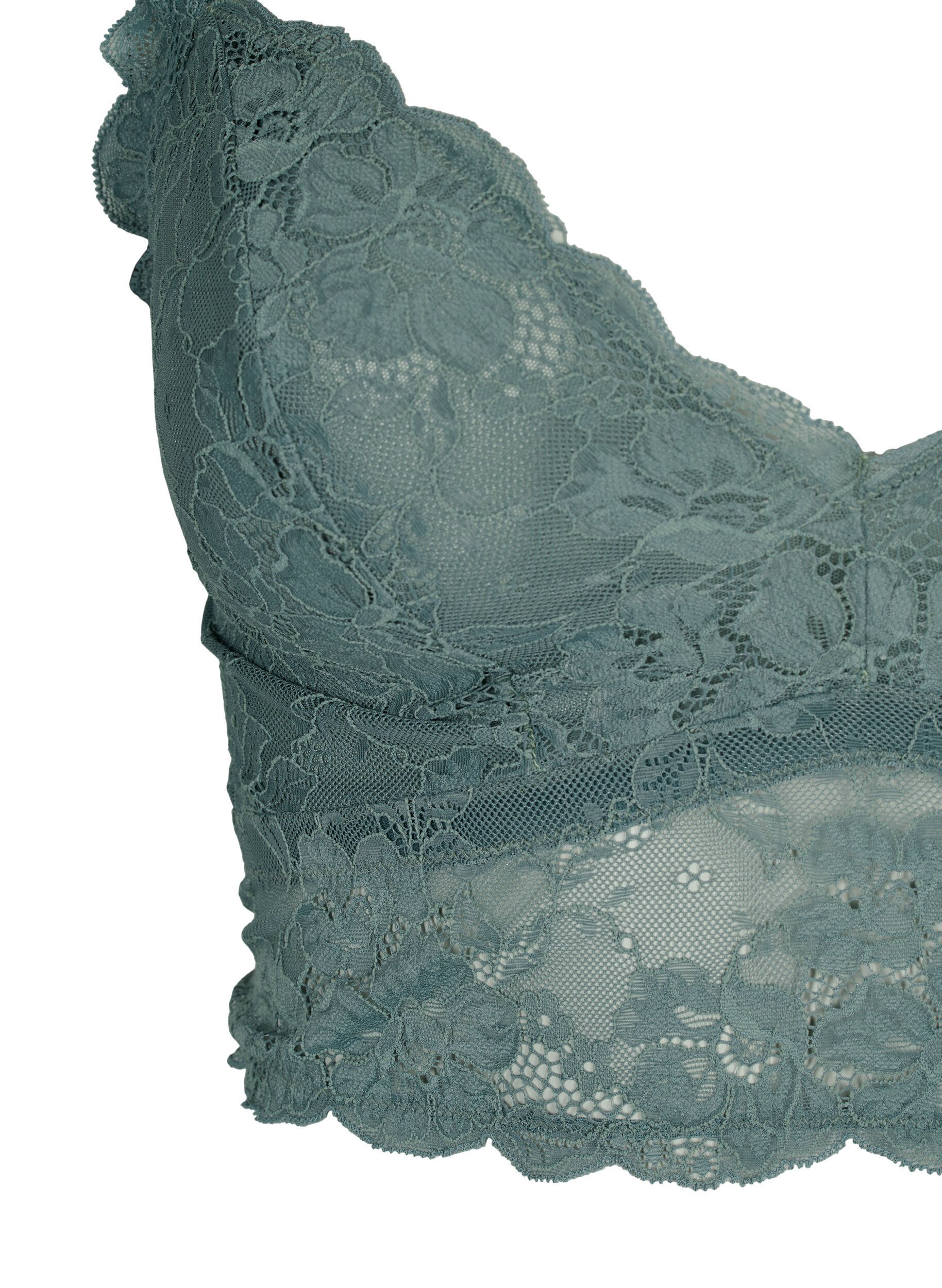 Zizzi Pitsinen bralette ilman kaaritukea, Balsam Green Ass, Packshot image number 2