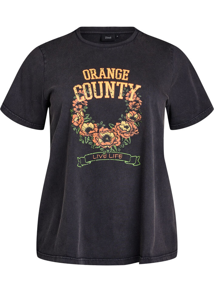 T-paita luomupuuvillasta, jossa on siisti printti, Harmaa, Packshot image number 0