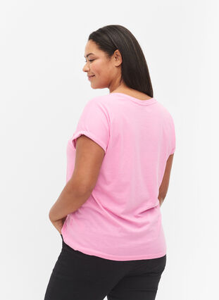 Lyhythihainen puuvillasekoitteinen T-paita, Rosebloom, Model image number 1