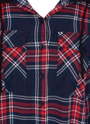 Ruudullinen paitatakki hupulla, Night Sky/Red Check, Packshot image number 2