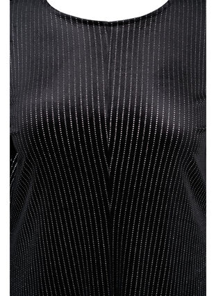Velourista valmistettu kimallemekko pitkillä hihoilla, Black Silver Lurex, Packshot image number 2