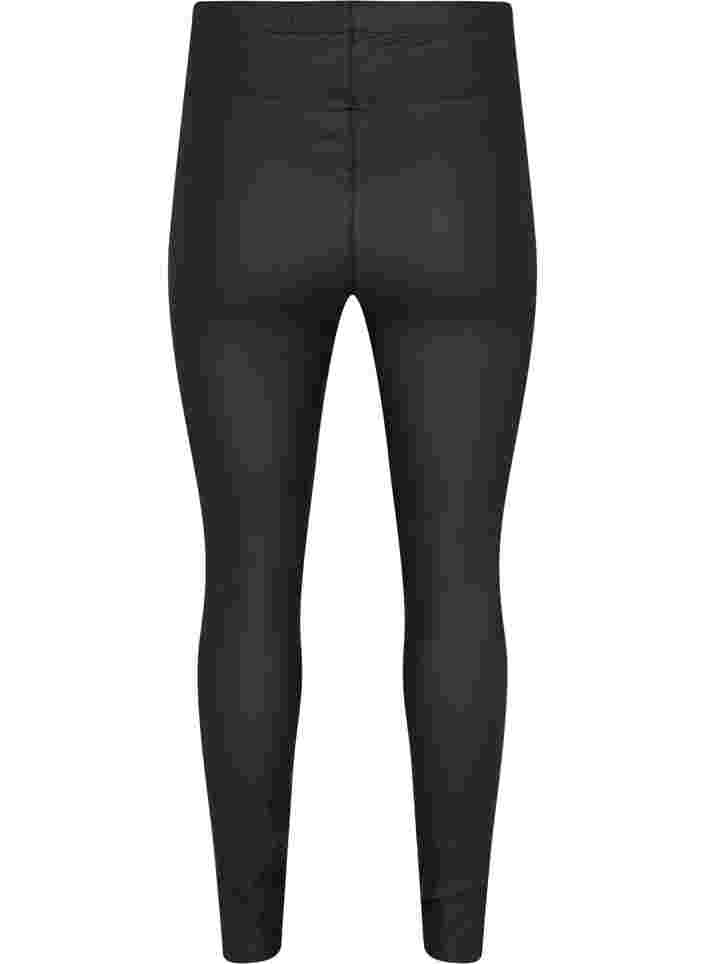 Pinnoitetut leggingsit halkioilla, Black, Packshot image number 1