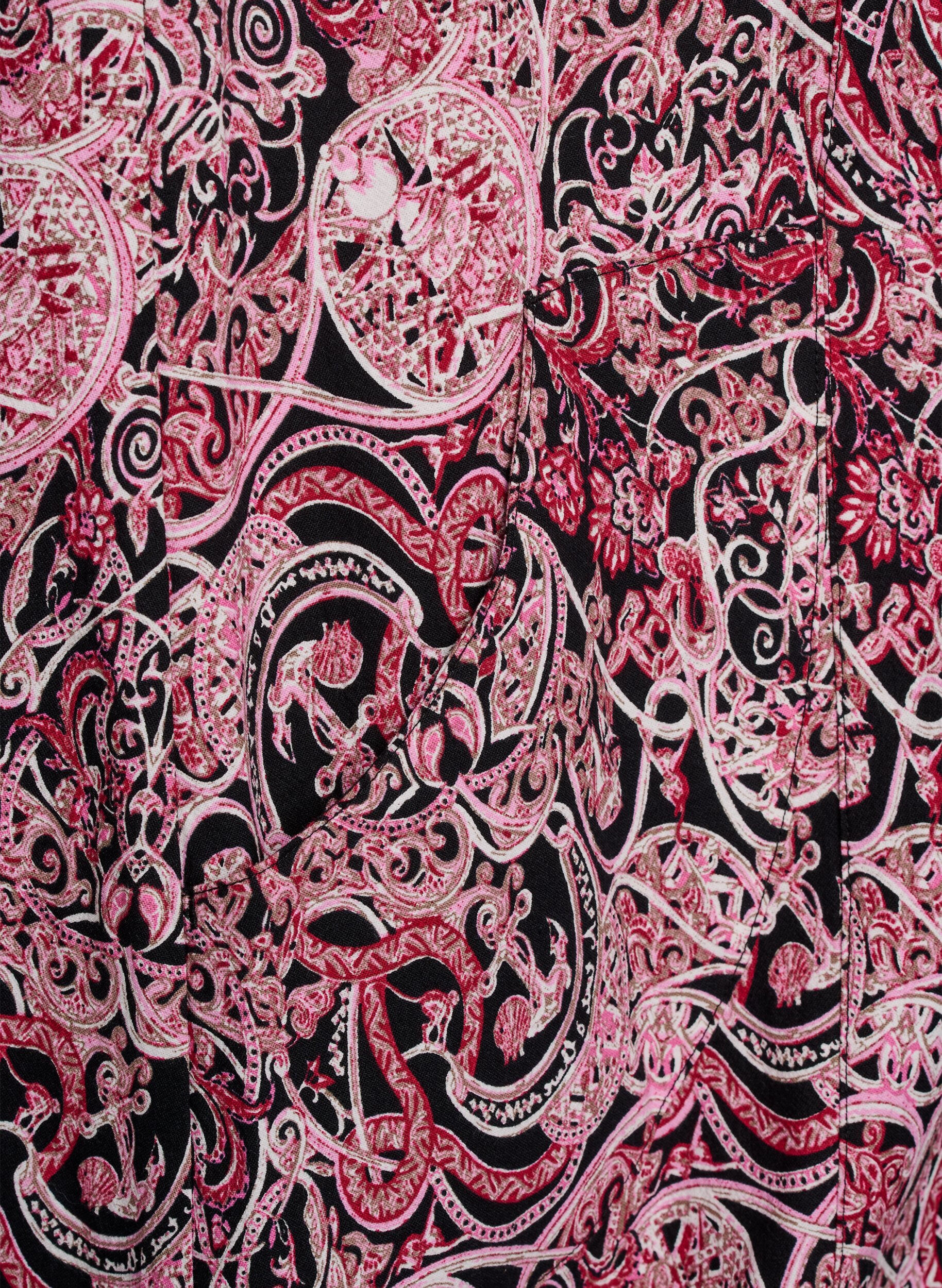 ZizziLyhythihainen painokuvioitu puuvillamekko, Musta, Packshot image number 3