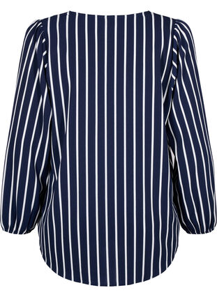 Paitapusero, jossa on v-pääntie ja kuvio, Maritime Blue Stripe, Packshot image number 1