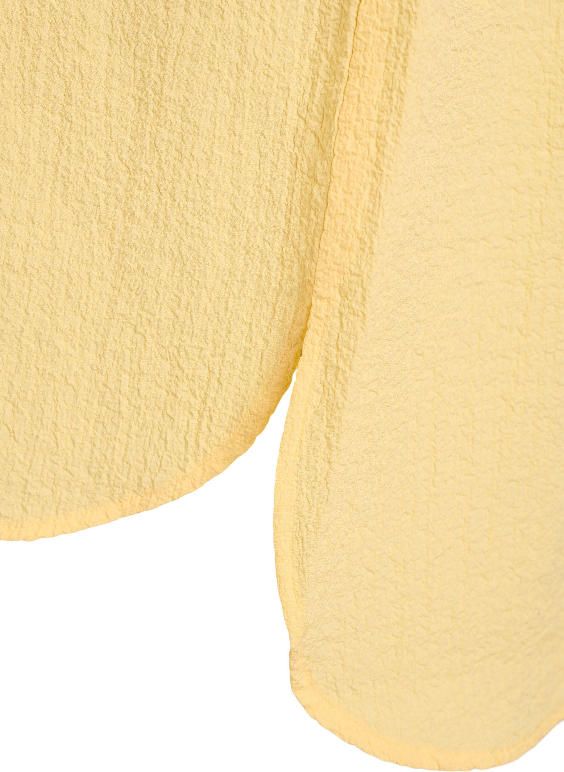 ZizziLyhyt mekko, jossa on ryppyinen pinta ja lyhyet hihat, Keltainen, Packshot image number 3