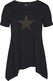 Lyhythihainen puuvillainen t-paita a-mallissa , Black w. Gold Star