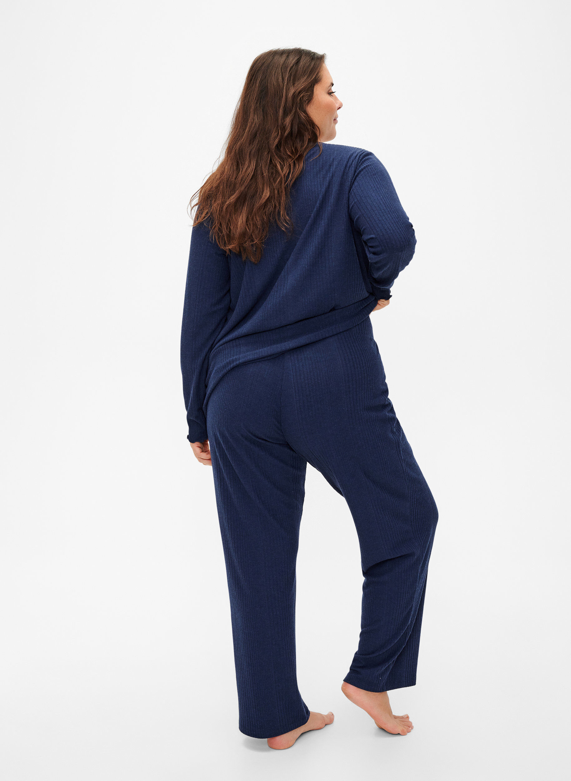 Zizzi Mukavat housut raidallisesta kankaasta, Night Sky Mel., Model image number 1