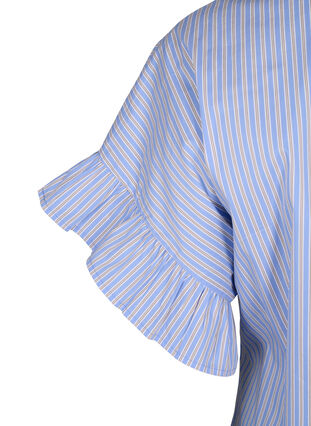 Raidallinen pusero, jossa on peplum ja röyhelöitä, Blue Stripe, Packshot image number 3