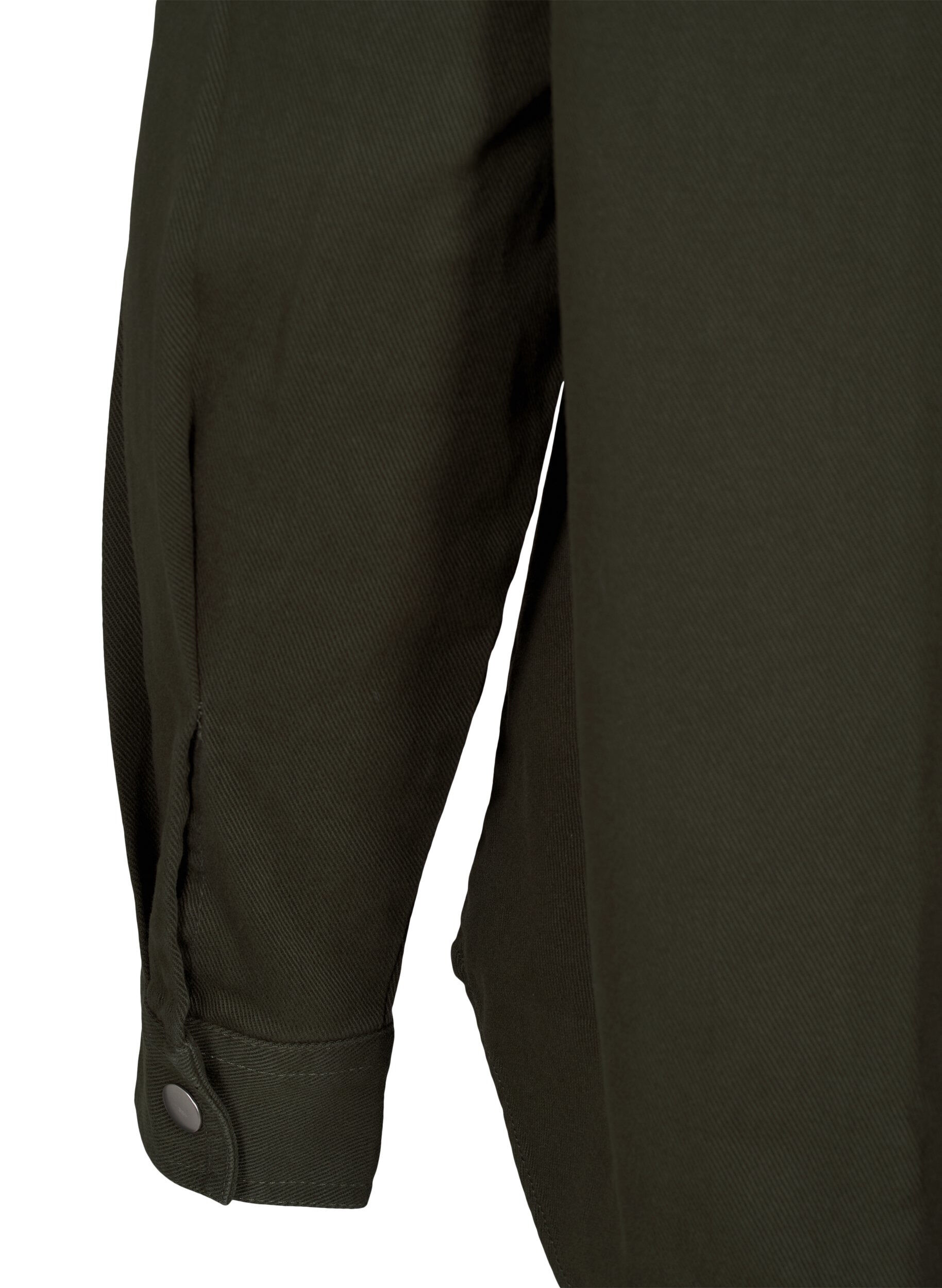 Zizzi Yksiv&auml;rinen farkkupaita rintataskuilla, Forest Night, Packshot image number 3