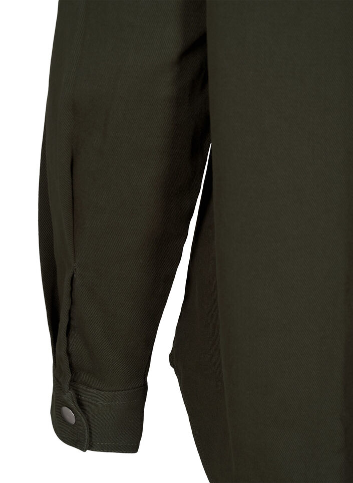 Yksivärinen farkkupaita rintataskuilla, Forest Night, Packshot image number 3