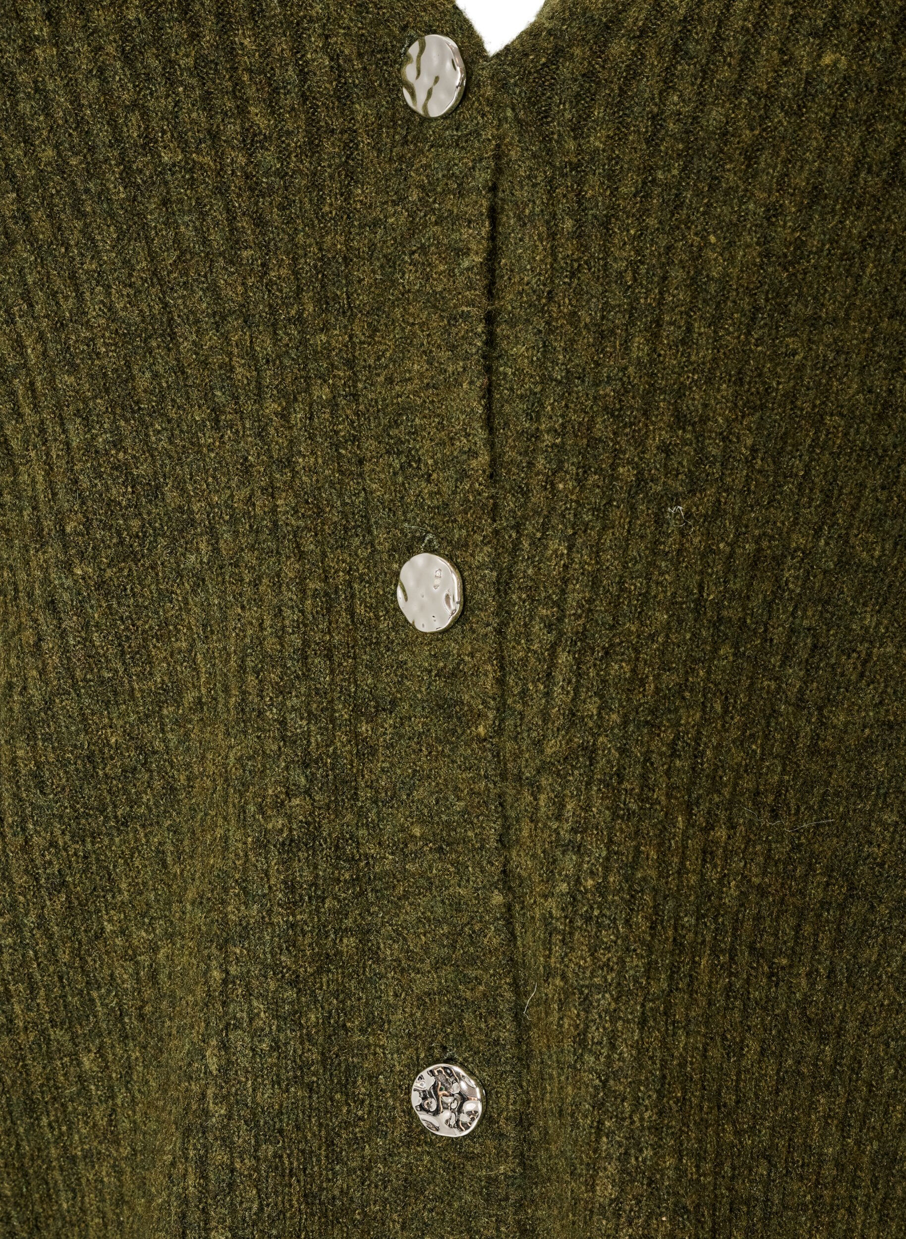 ZizziNeuletakki V-p&auml;&auml;ntiell&auml; ja ribatulla tekstuurilla, Vihre&auml;, Packshot image number 2