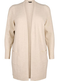 Joustinneuletakki taskuilla, Beige