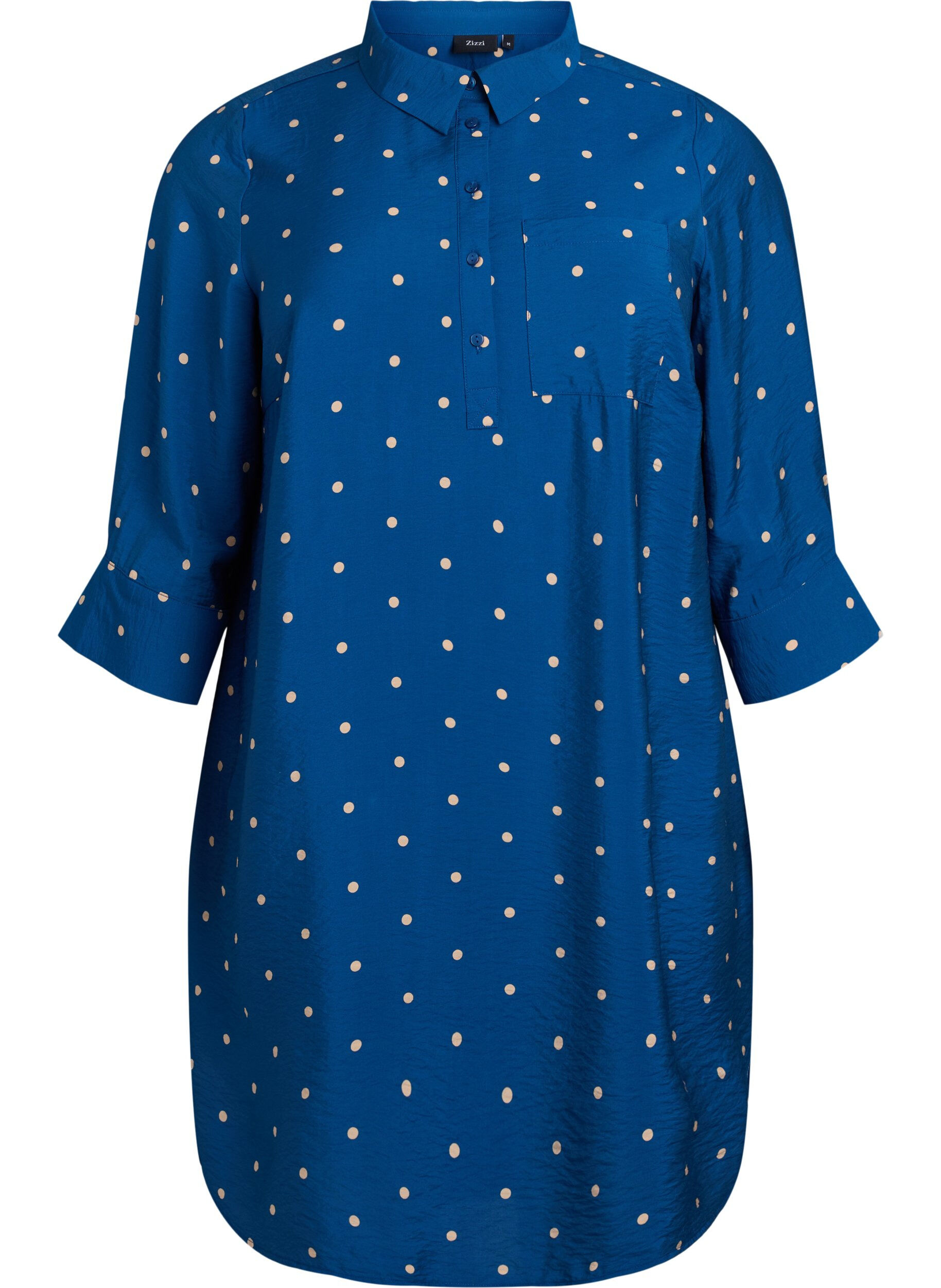 ZizziLyhyt mekko kauluksella ja rintataskulla, Sininen, Packshot image number 0