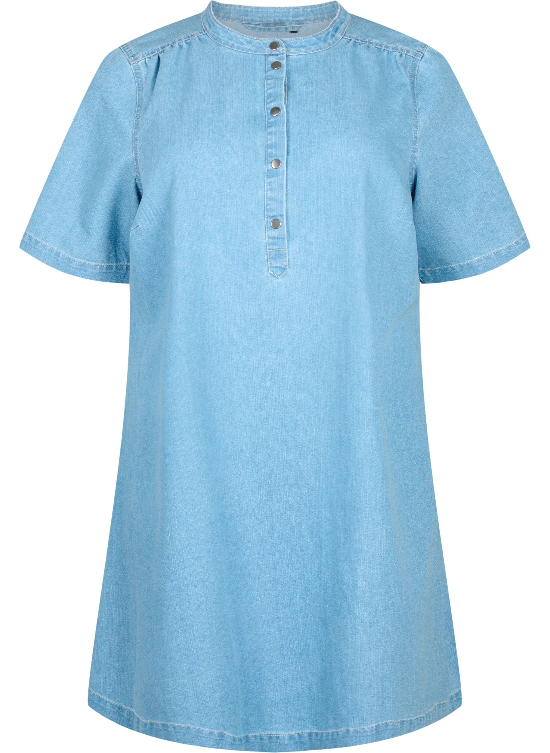 ZizziLyhythihainen A-linjainen farkkumekko, Light blue denim, Packshot image number 0