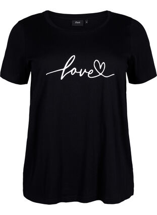 Puuvillainen T-paita painatuksella, Black W. Love, Packshot image number 0
