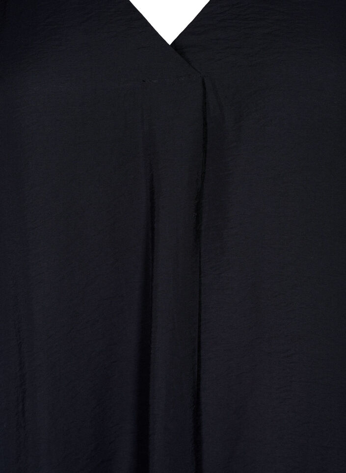 Viskoosimekko, jossa on V-p&auml;&auml;ntie, Musta, Packshot image number 2
