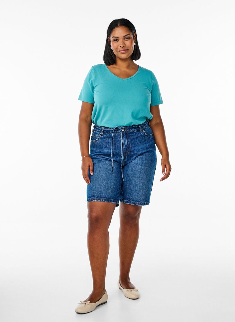 Perus puuvillainen t-paita, Sininen, Model image number 1