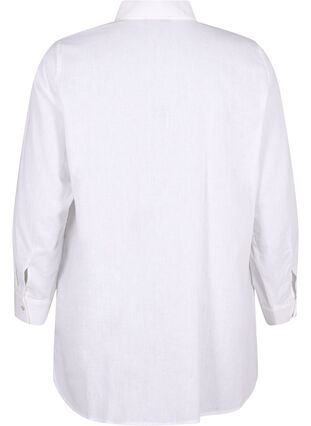 Pitkä paita pellavasta ja puuvillasta, Bright White, Packshot image number 1