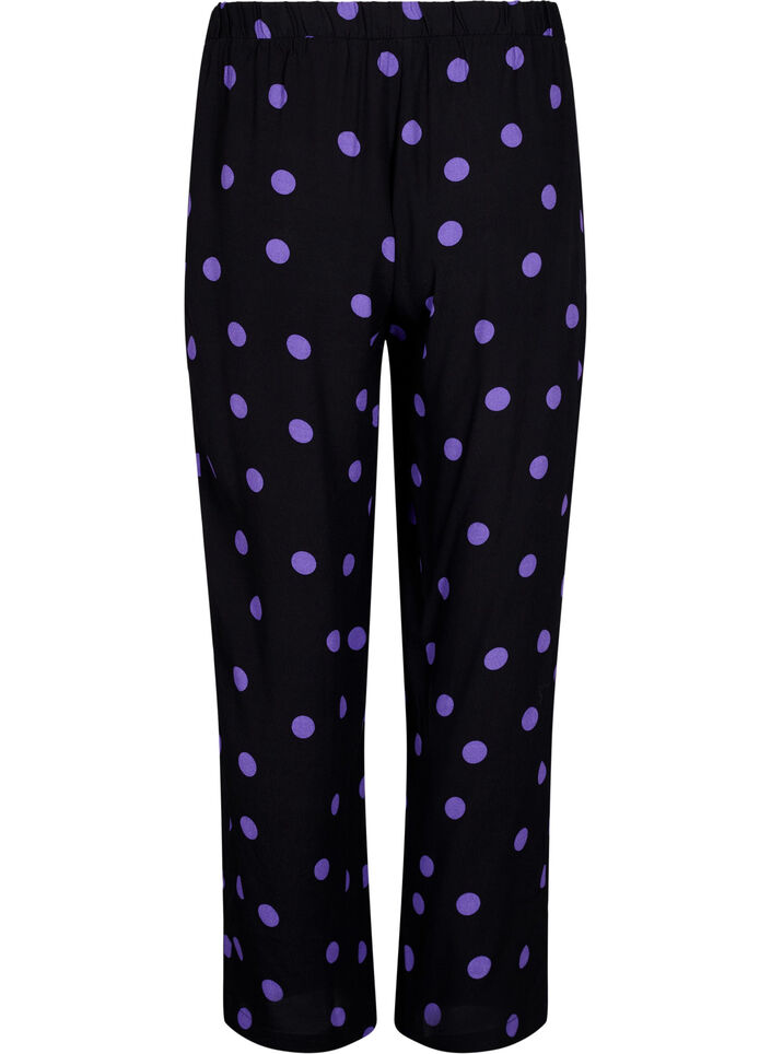 Pilkulliset viskoosihousut, Black w. Purple Dot, Packshot image number 1