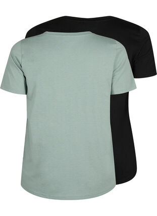2 kpl t-paitoja v-pääntiellä, Chinois Green/Black, Packshot image number 1