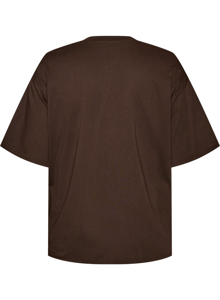 Ylisuuri T-paita isolla valokuvaprintill&auml;, Ruskea, Packshot image number 1