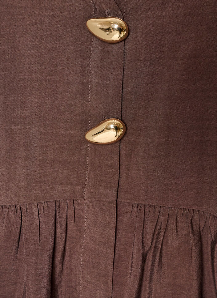 Hihaton peplum-pusero koristenapeilla, Ruskea, Packshot image number 2